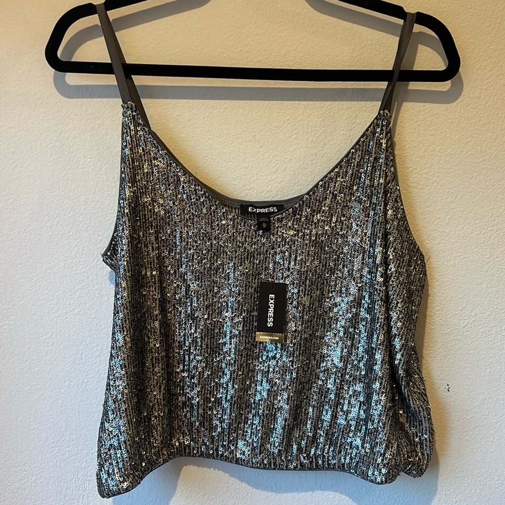 Express Shimmer Cinched Tank Top Size M NWT